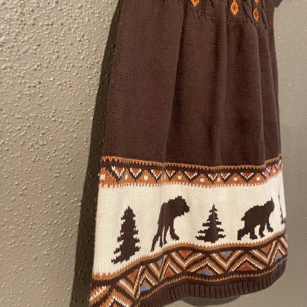 Gymboree Girls Intarsia Bear Sweater Dress - Montana Mountain - Brown